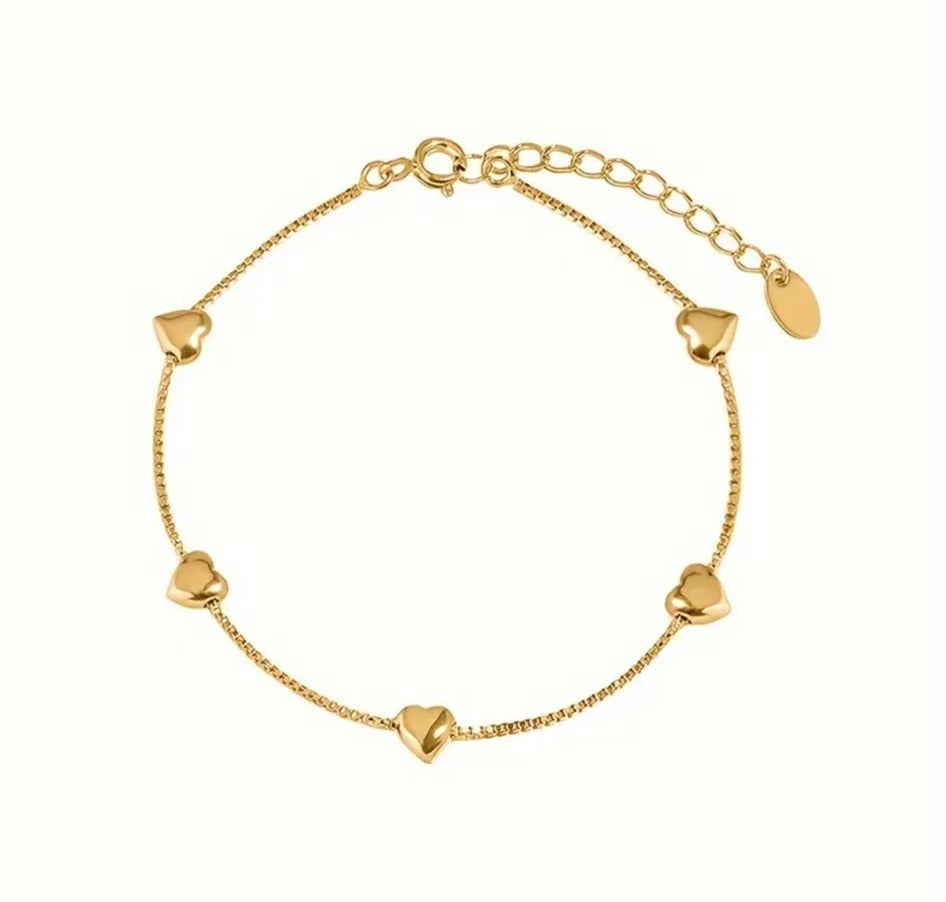 Elegant 925 sterling silver bracelets with heart design for girlfriend gift