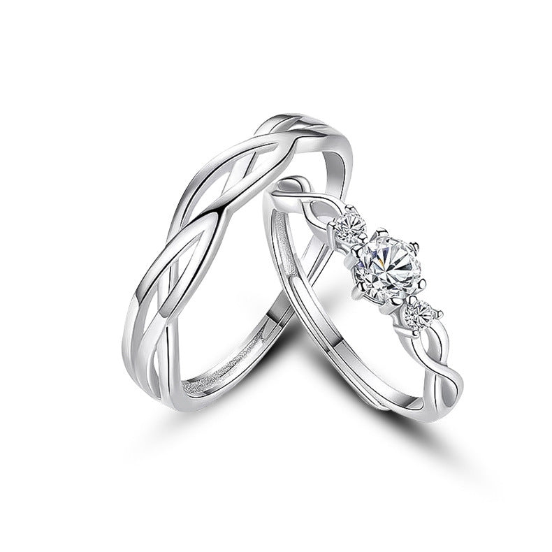 twisted promise rings for couples in 999 pure silver with minimalist modern design