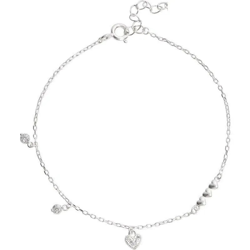 Connected hearts charm bracelet with CZ accents, perfect graduation or birthday gift