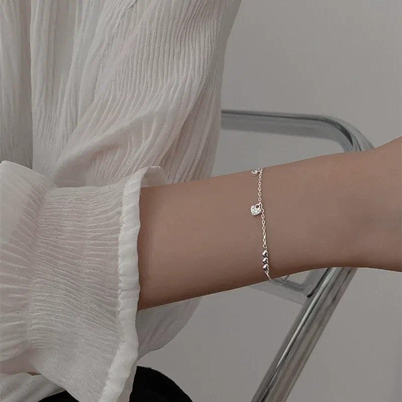 Elegant silver heart bracelet for women everyday jewelry or Christmas gift idea