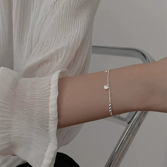 Elegant silver heart bracelet for women everyday jewelry or Christmas gift idea
