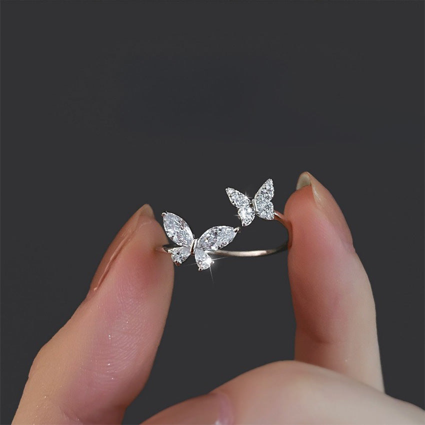 delicate butterfly ring for women in sterling silver, perfect for gifting