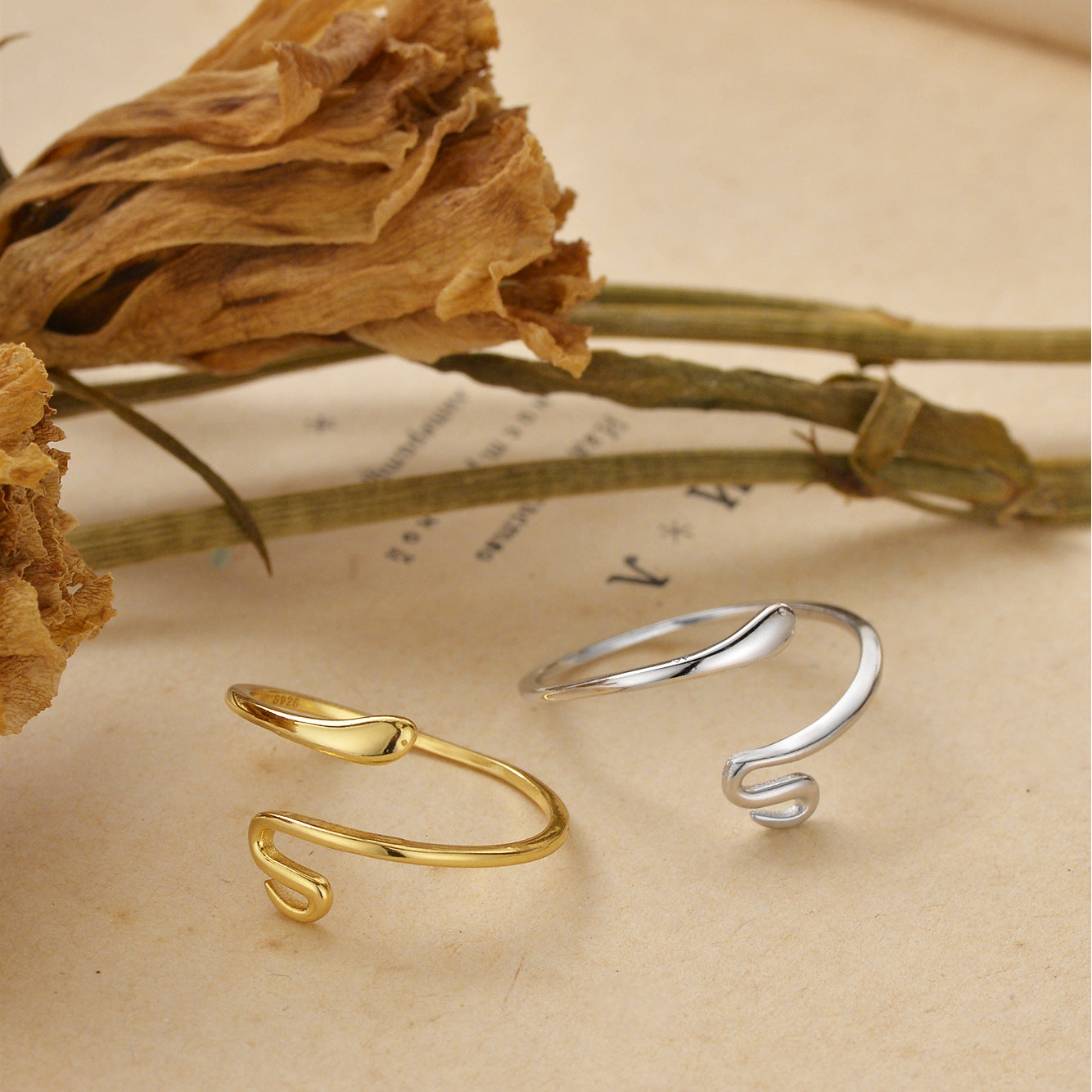 adjustable sterling silver serpent ring in minimalist style for women and men
