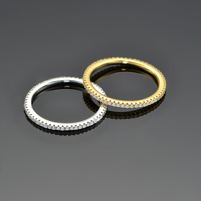 925 Sterling Silver CZ Eternity Band Ring Stackable Gold or Silver Set of 5