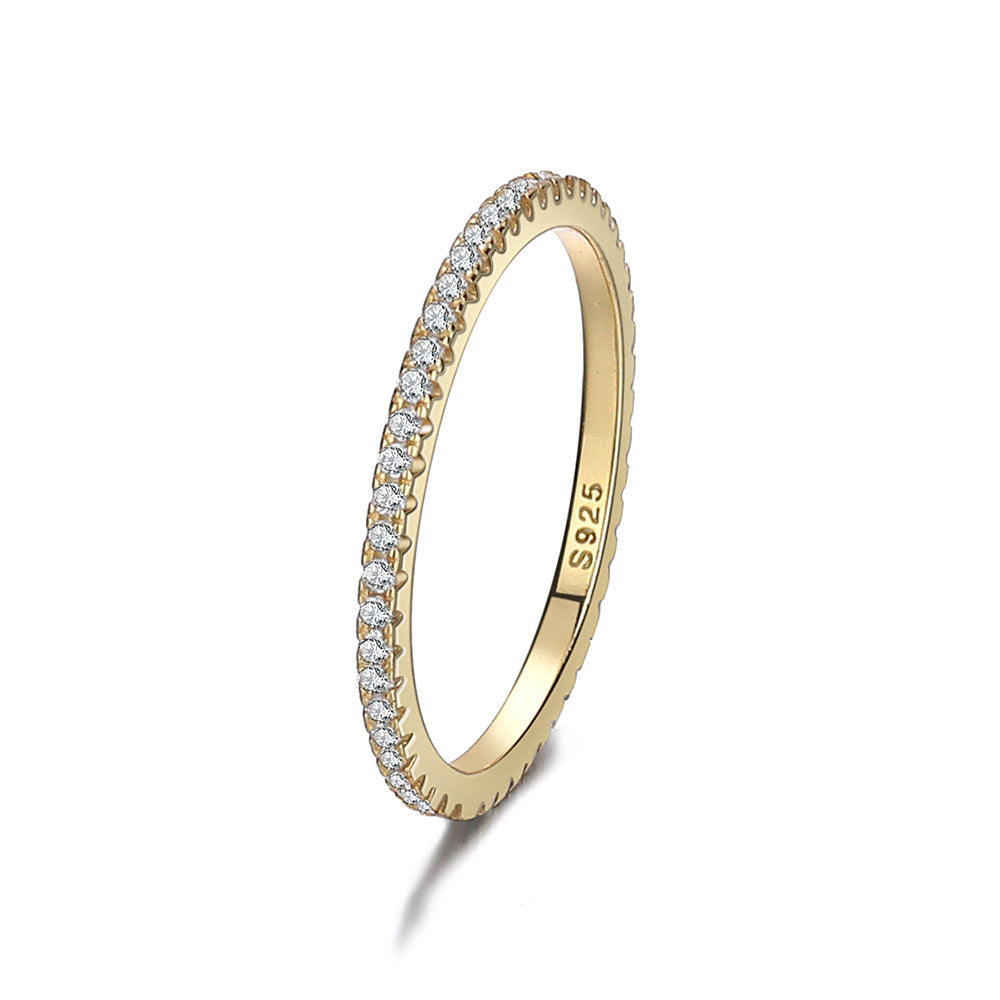 925 Sterling Silver CZ Eternity Band Ring Stackable Gold or Silver Set of 5