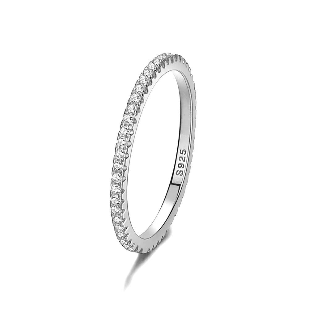 925 Sterling Silver CZ Eternity Band Ring Stackable Gold or Silver Set of 5