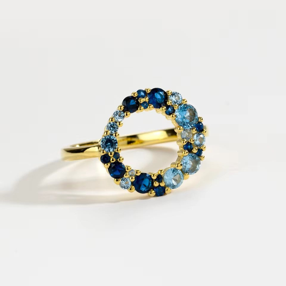 blue CZ solitaire ring in 925 silver for fashion jewelry or bridal gift