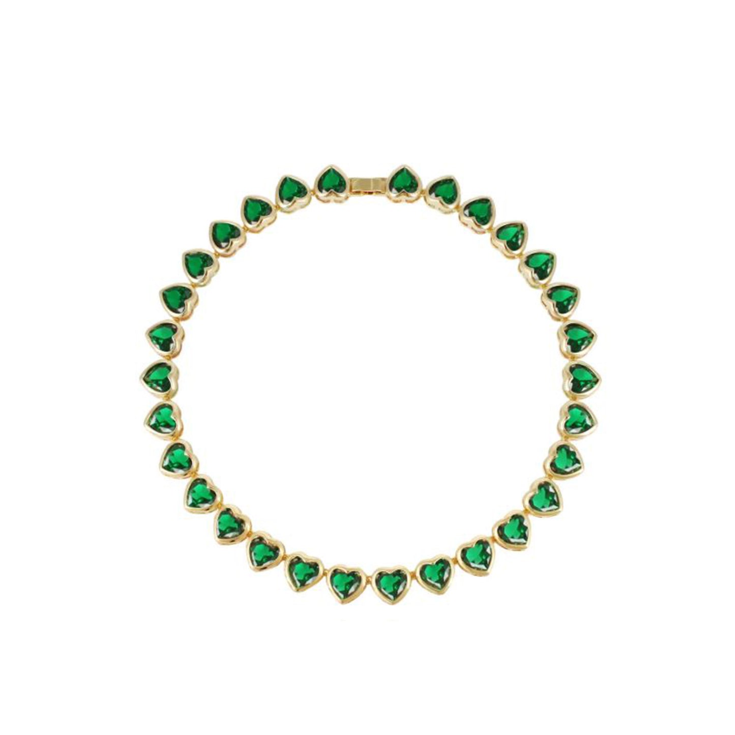 Minimalist view of stainless steel green heart bracelet featuring valentine jewelry style for trendy women and bulk wholesale orders.