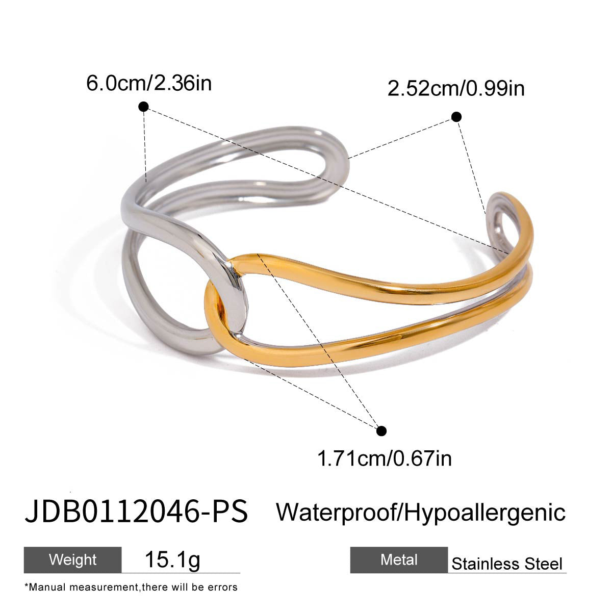 Two Tone Gold and Silver Bangles Dark Feminine Style Stainless Steel Bracelets Set of 5