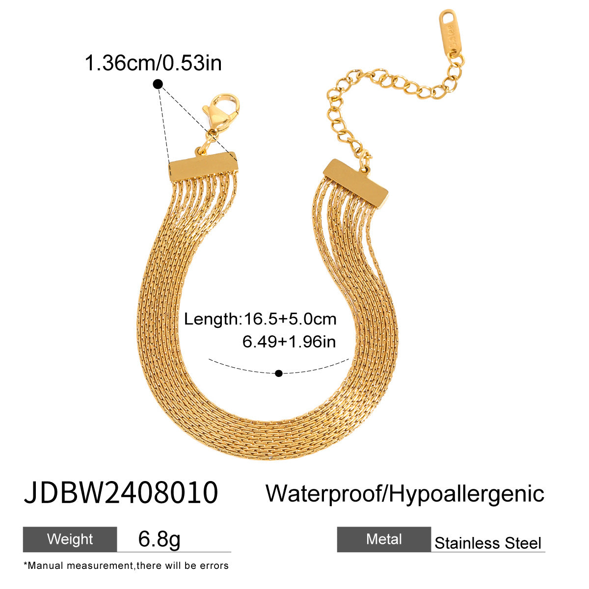 Fashion jewelry sets for women featuring a layered gold chain necklace and bracelet. A stainless steel stackable jewelry set perfect for girls and stylish occasions.