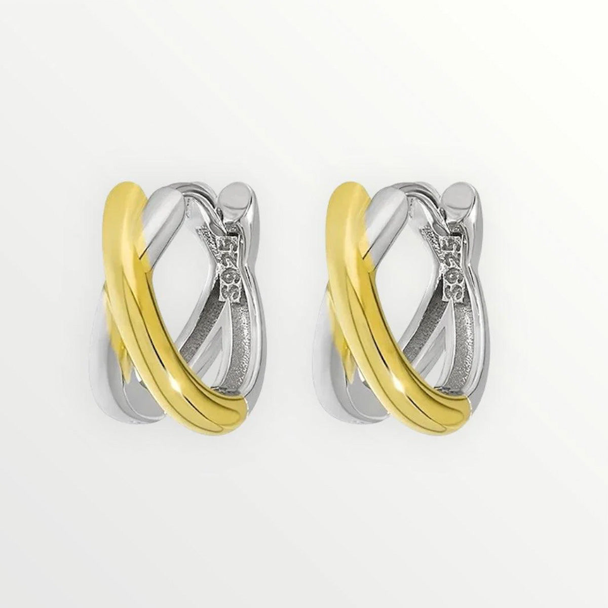 925 sterling silver hoop earrings in gold and silver twist knot design, hypoallergenic earrings for women, wholesale jewelry.