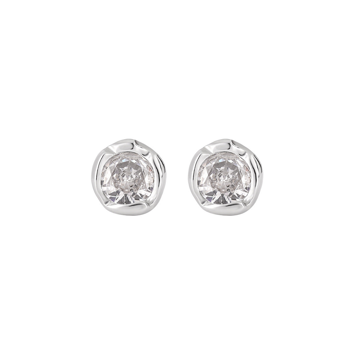 Wholesale 925 sterling silver irregular CZ earrings for women, perfect for daily wear and bulk minimalist fashion.