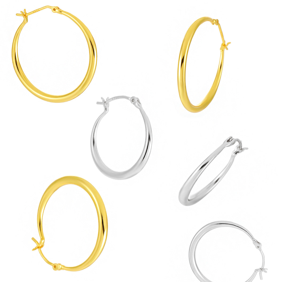 Bulk wholesale 925 silver hoop earrings in white gold and 18K gold plated finish 20mm