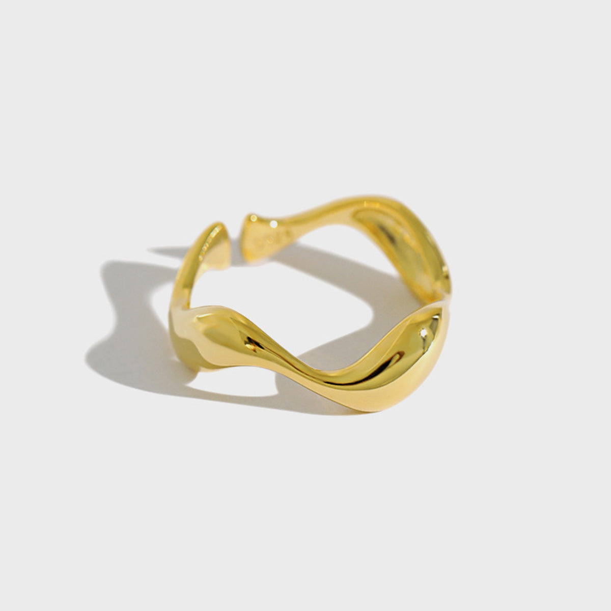 18k gold plated wavy open ring for minimalist jewellery wholesale