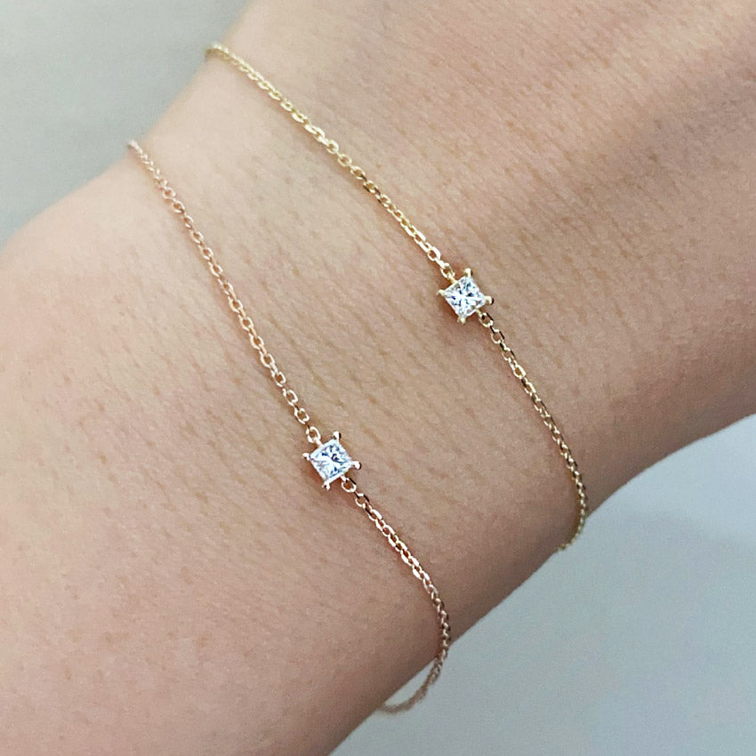 925 sterling silver stackable solitaire minimalist bracelet