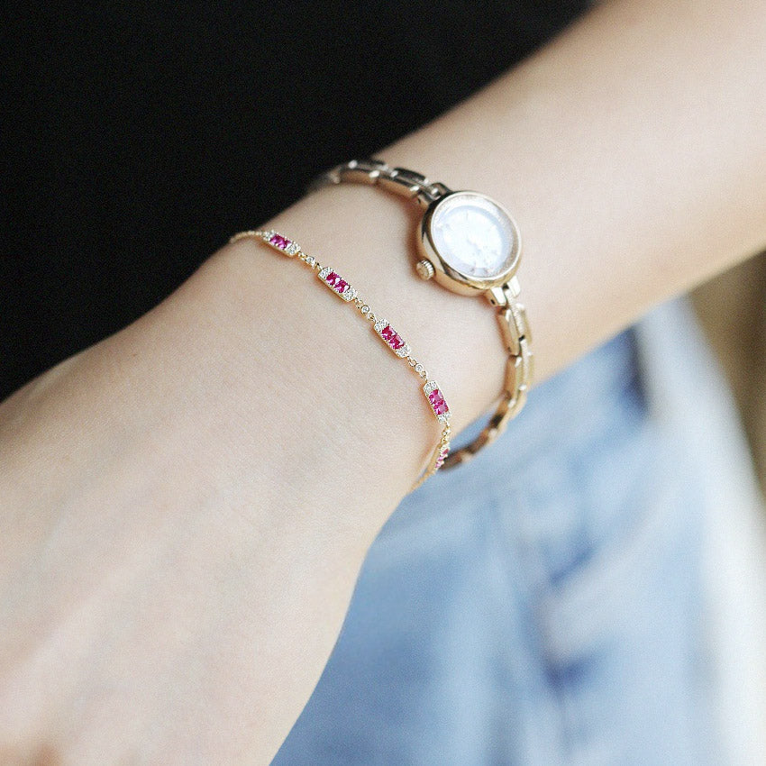 fashion charm  925 sterling silver ruby bracelet