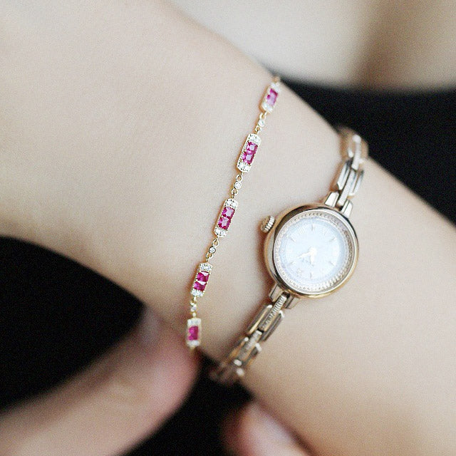 chain 925 sterling silver ruby bracelet