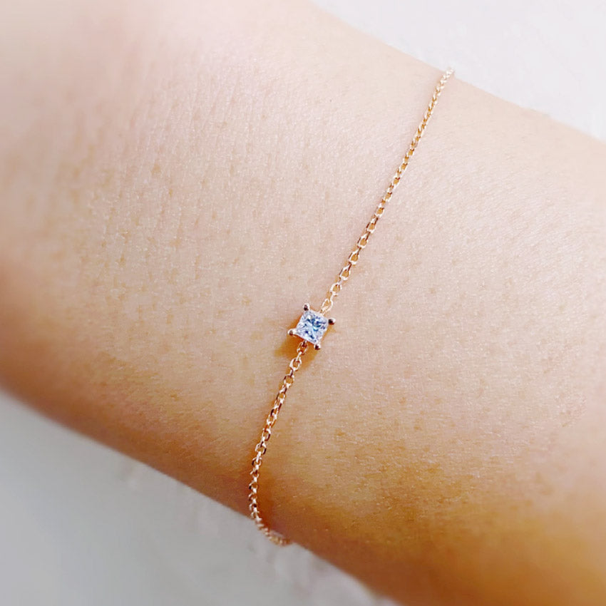 925 silver rose gold cubic zirconia stone bracelet