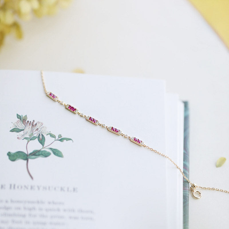 women charm 925 sterling silver ruby bracelet