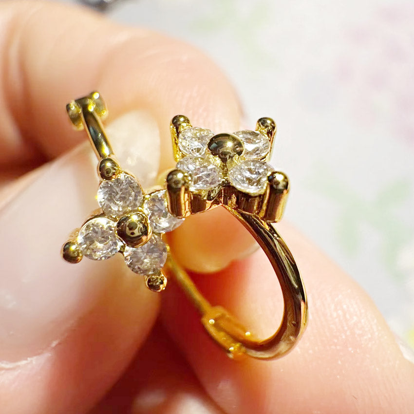 925 sterling silver hoops 18k gold zircon clover earrings