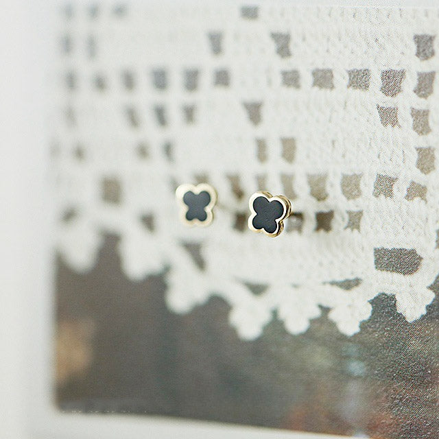 14k gold black enamel butterfly tiny stud earrings