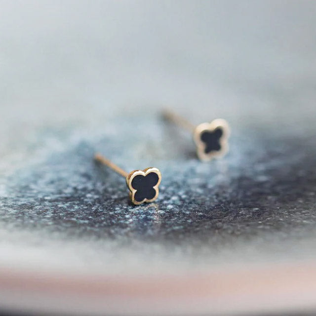 black enamel butterfly stud earrings