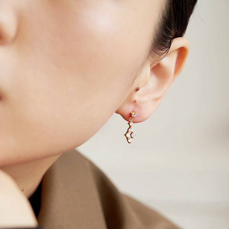 tiny cubic zirconia french vintage earrings