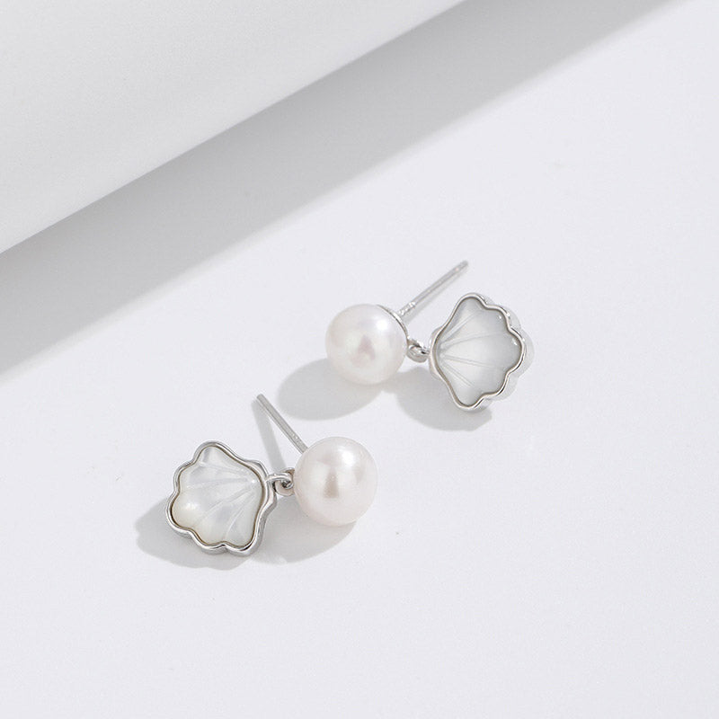 925 sterling silver freshwater pearl drop earrings