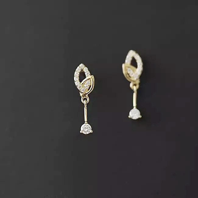 14k gold plated leaf drop earrings