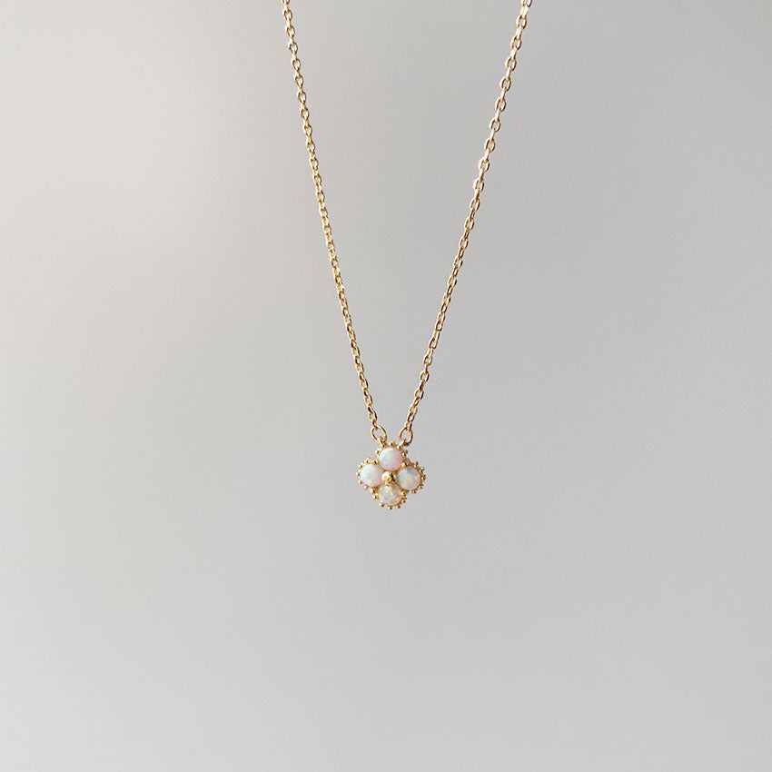 S925 Charm Clover Opal Necklace