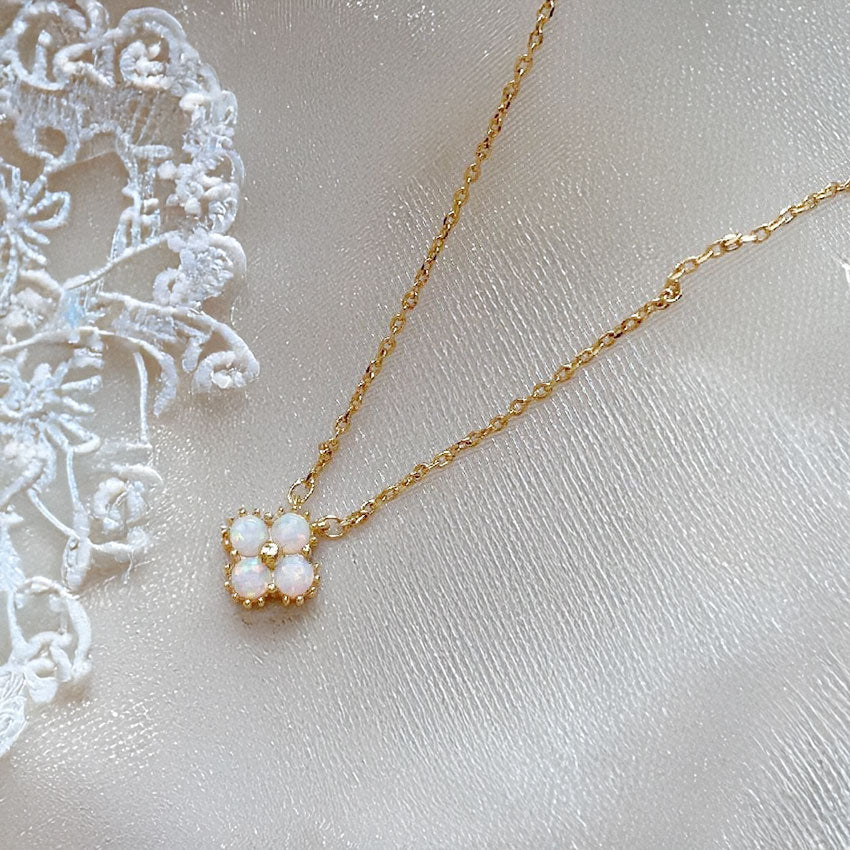Women 925 Clover Opal Necklace