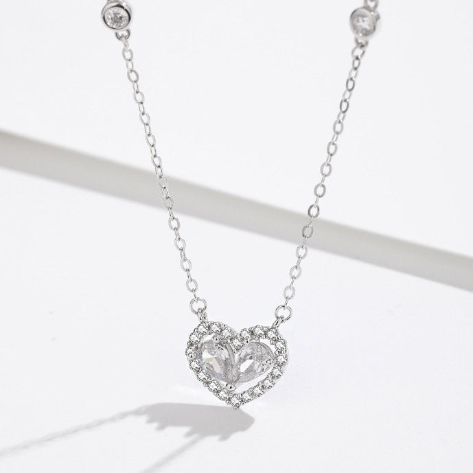 925 sterling silver heart choker necklace