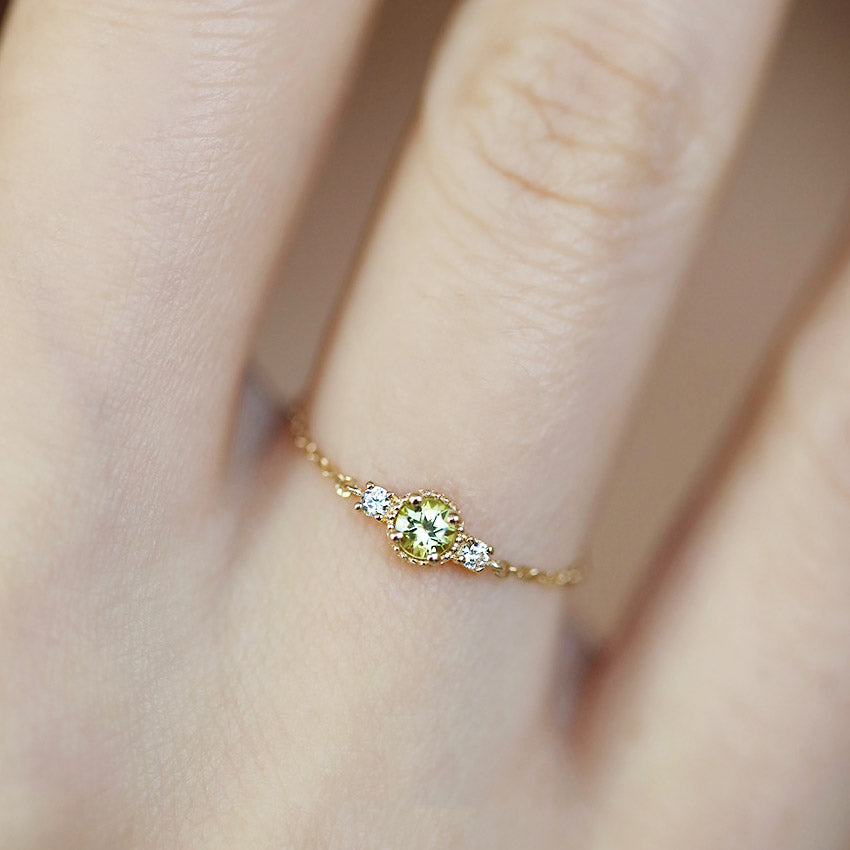 green birthstone adjustable chain rings