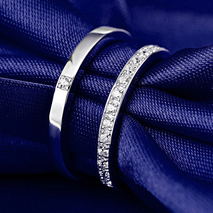 CZ stone 925 sterling silver finger couples ring set