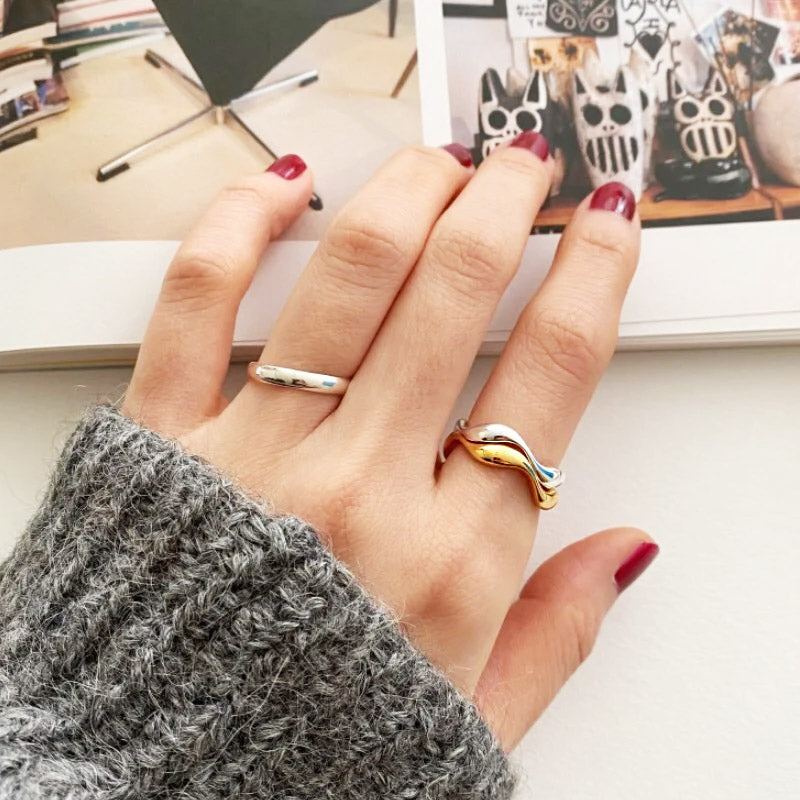 stackable finger wave wavy ring