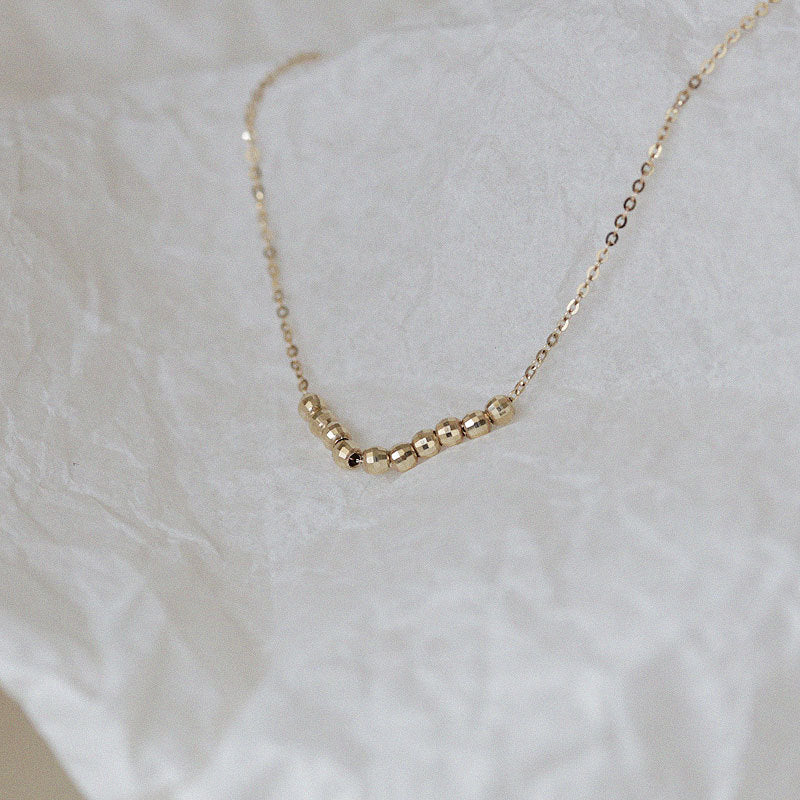 Minimalist 925 silver 18K gold plated bead necklace flat display, ideal for jewelry wholesale and trendy fashion accessories.
