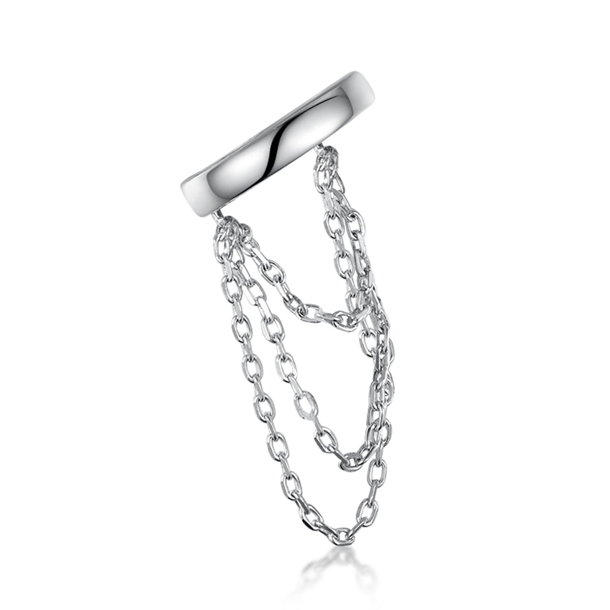 Wholesale silver 925 jewelry, non-pierced chain ear cuff earring for women, hypoallergenic minimalist style.