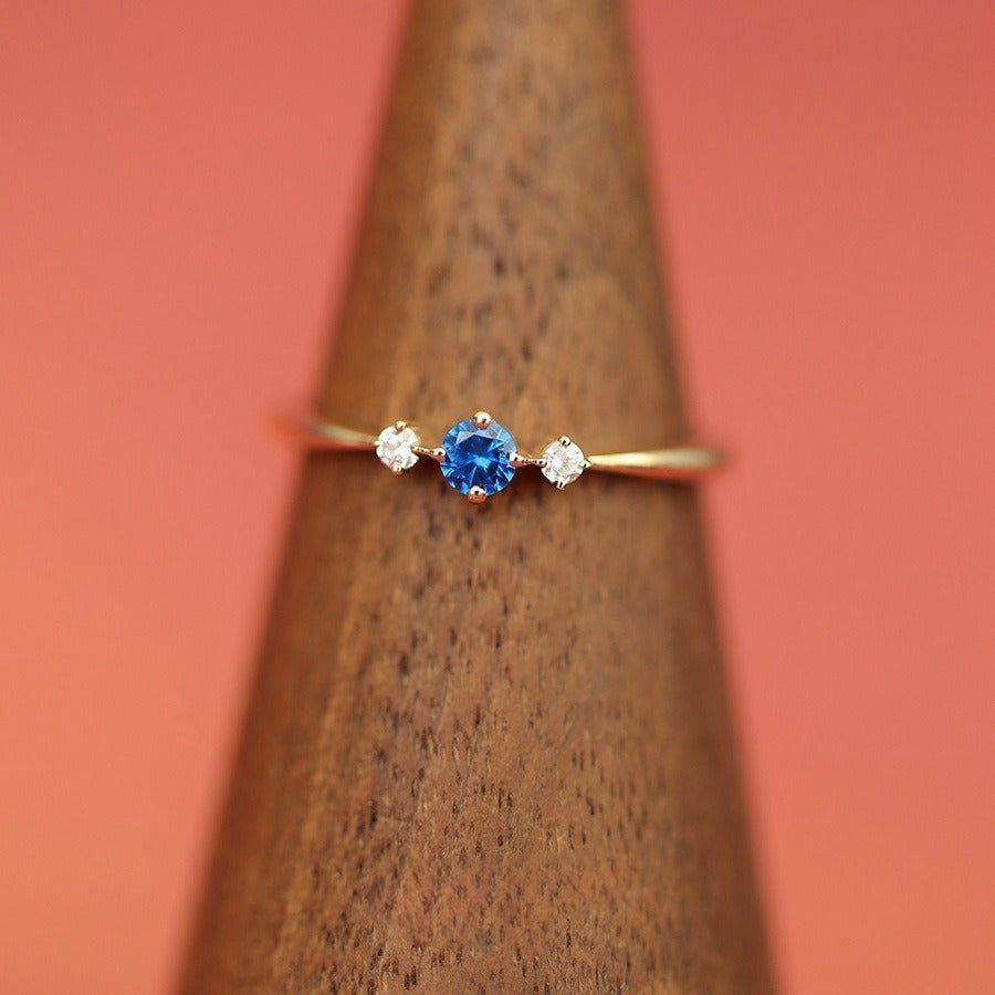 S925 sterling silver Blue Constellation Zircon Ring featuring blue zircon center stone and sparkling accents