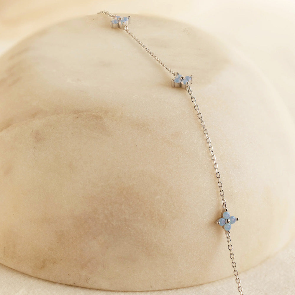 Lucky Clover Elegant Blue Zircon Flower Bracelet 925 sterling silver wholesale jewelry JR fashion
