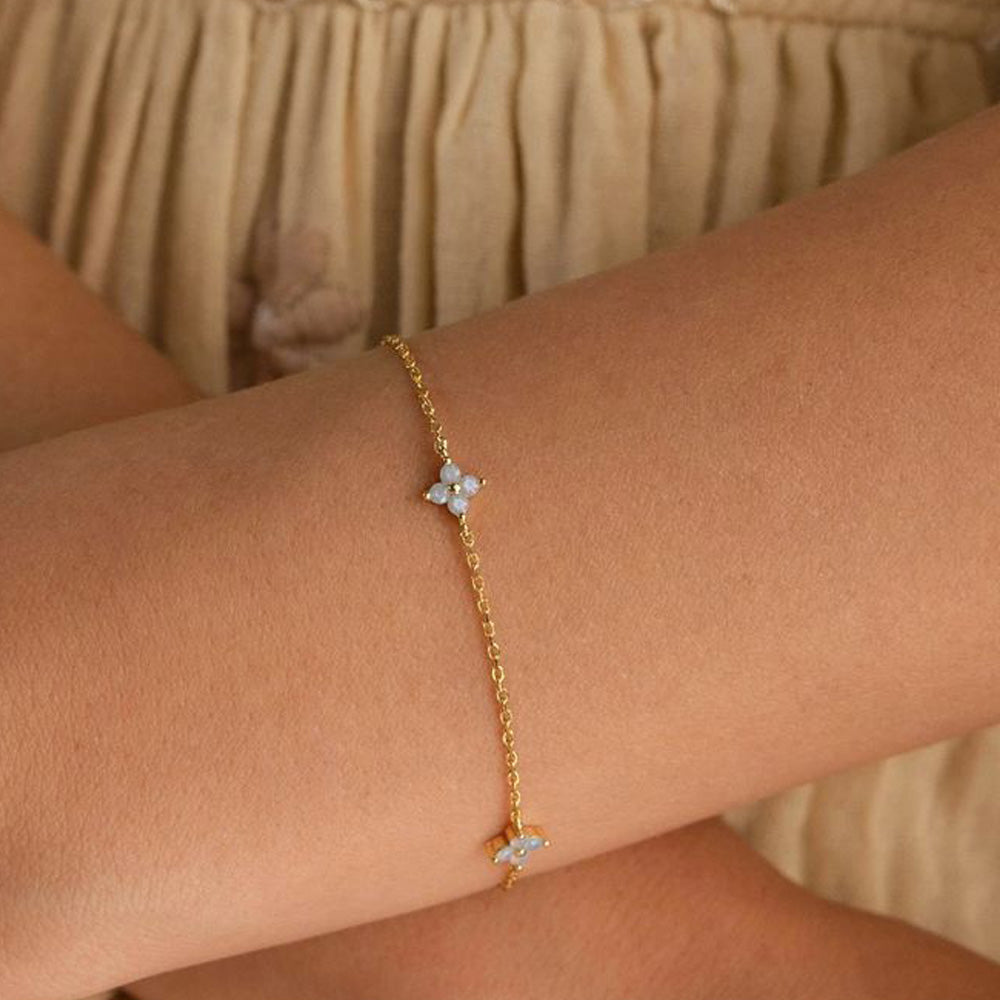 Lucky Clover Elegant Blue Zircon Flower Bracelet 925 sterling silver wholesale jewelry JR fashion