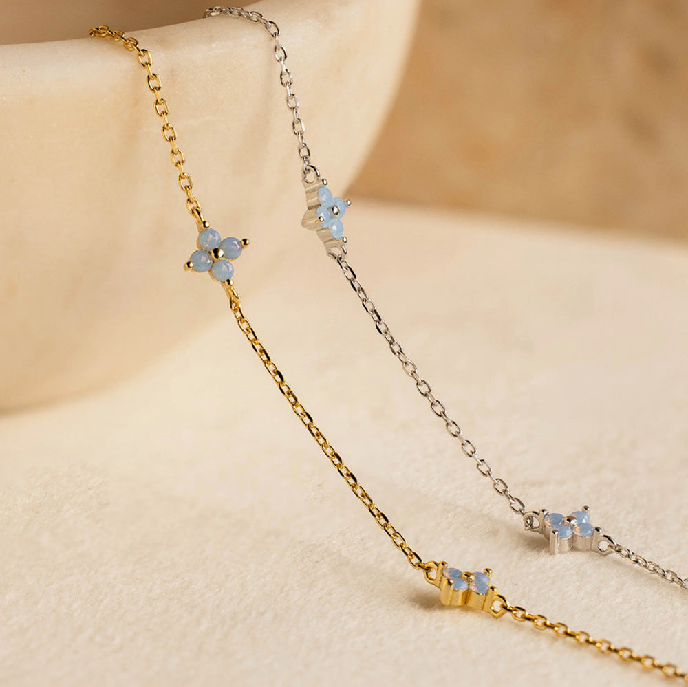 Lucky Clover Elegant Blue Zircon Flower Bracelet 925 sterling silver wholesale jewelry JR fashion