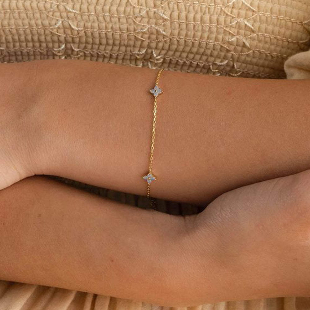 Lucky Clover Elegant Blue Zircon Flower Bracelet 925 sterling silver wholesale jewelry JR fashion