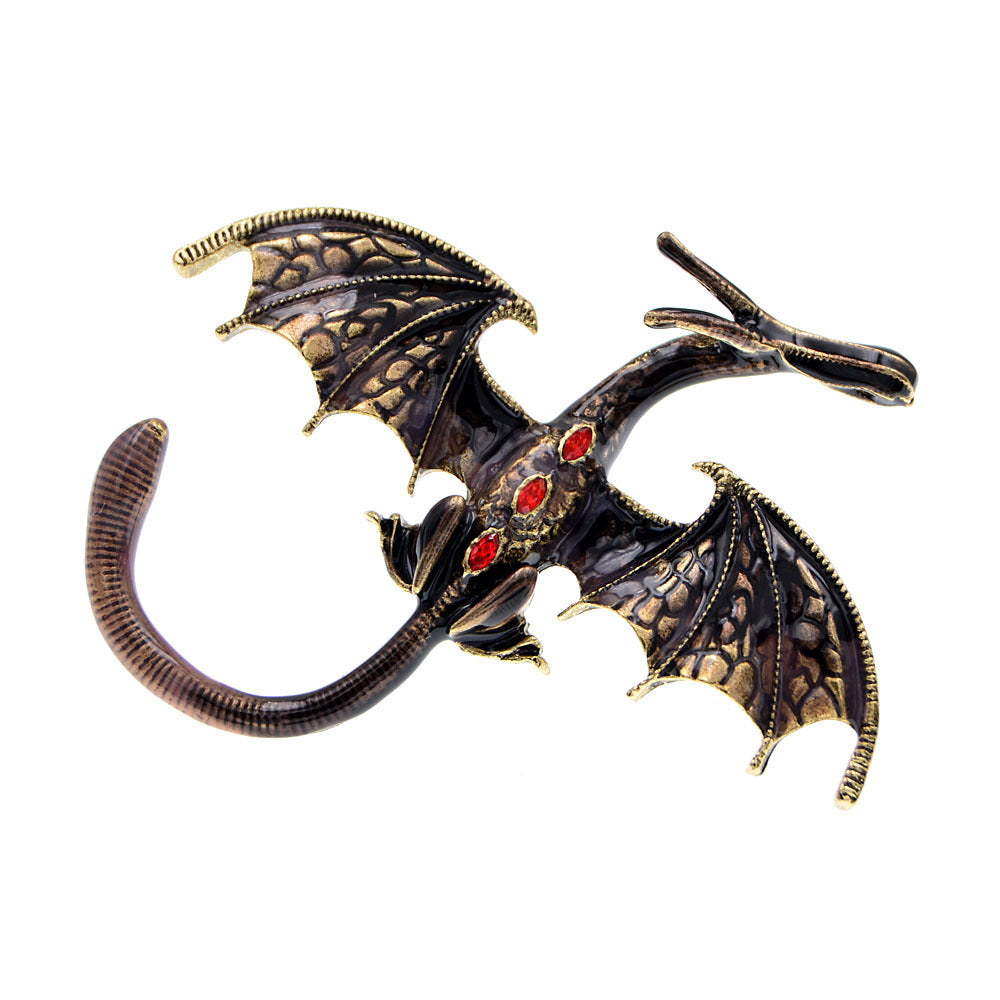 Enamel Painted Rhinestone Dragon Brooch – Fashion Animal Pin in European & American Style (5 pcs)