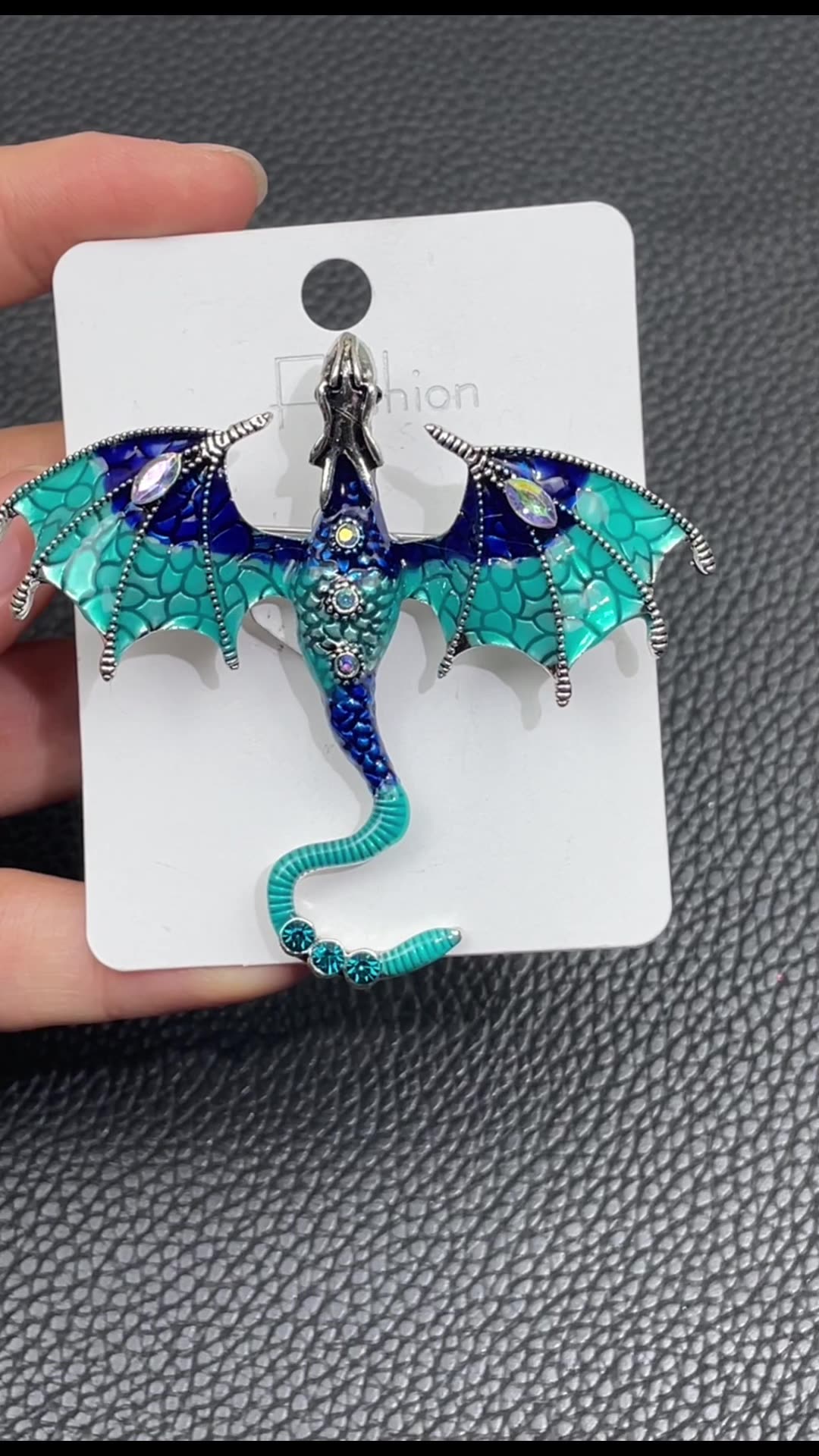 Enamel Painted Rhinestone Dragon Brooch – Fashion Animal Pin in European & American Style (5 pcs)