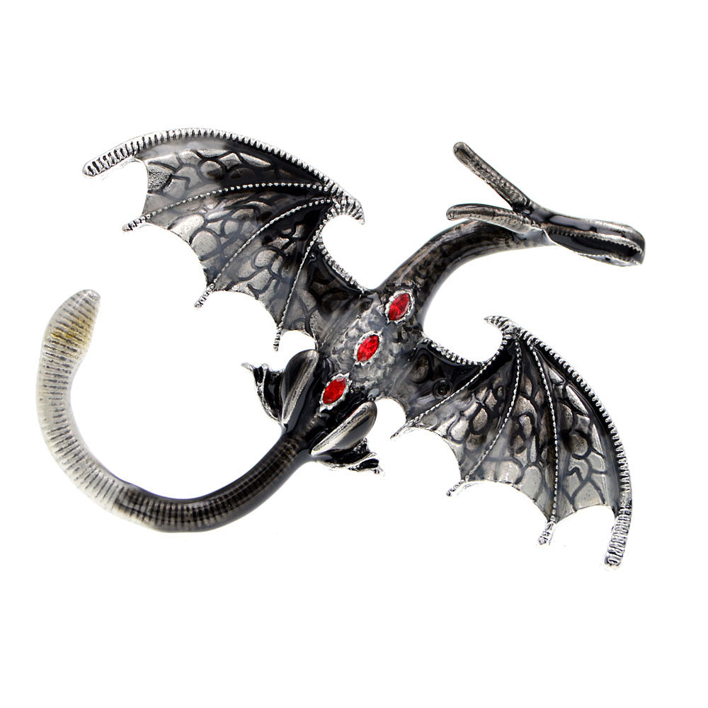 Enamel Painted Rhinestone Dragon Brooch – Fashion Animal Pin in European & American Style (5 pcs)