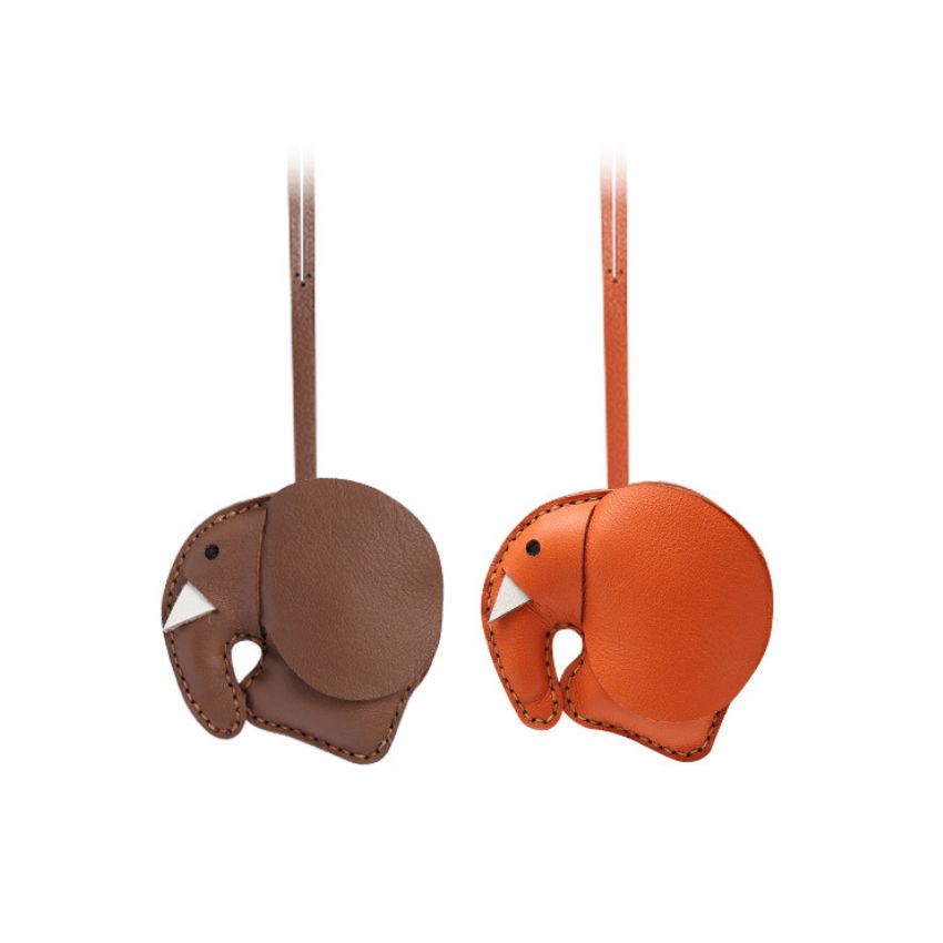 Elephant leather bag charm wholesale set handmade animal keychain gift idea for handbag accessories and boutiques.