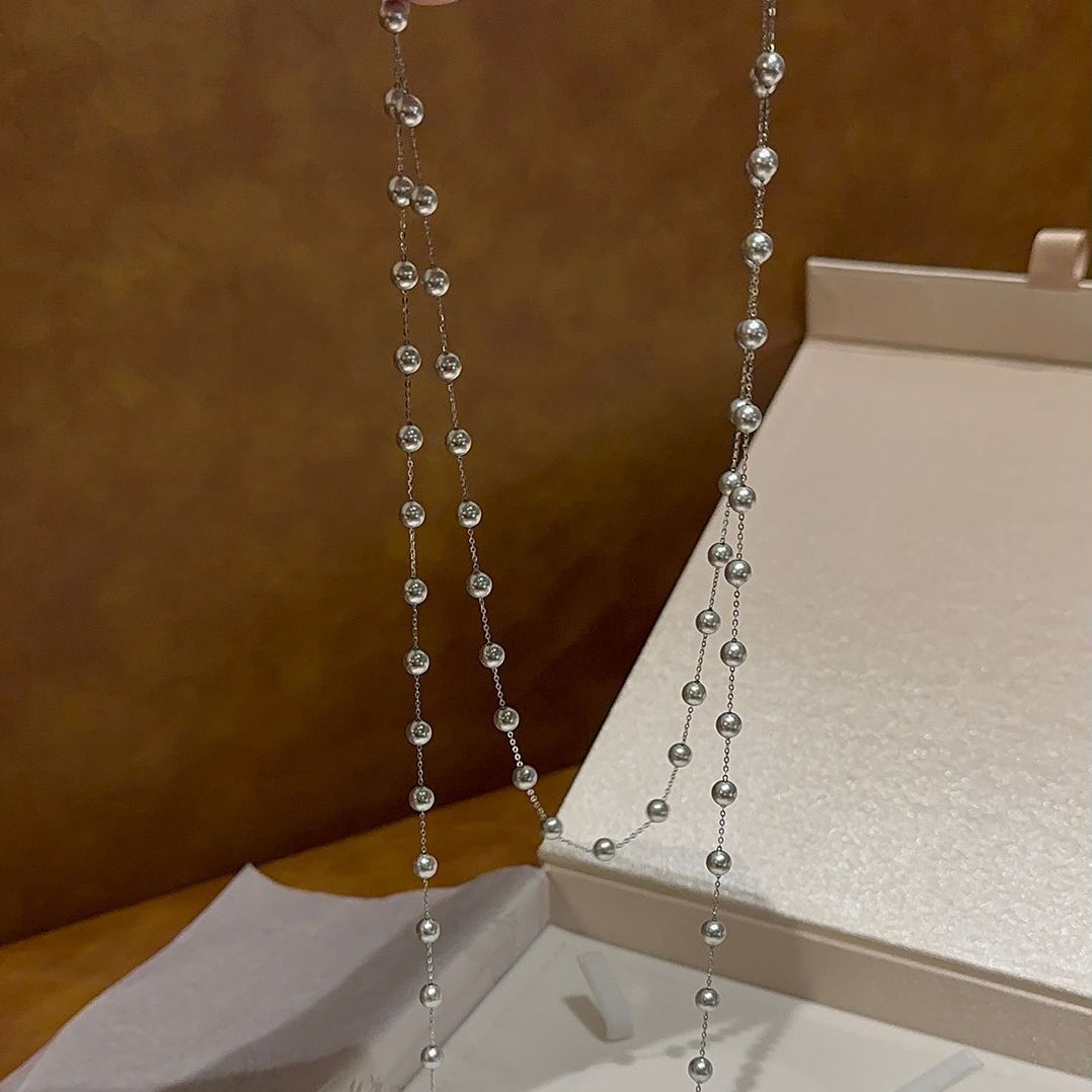 Fashion statement pearl necklace Korean style faux pearl layered necklace brass jewelry wholesale