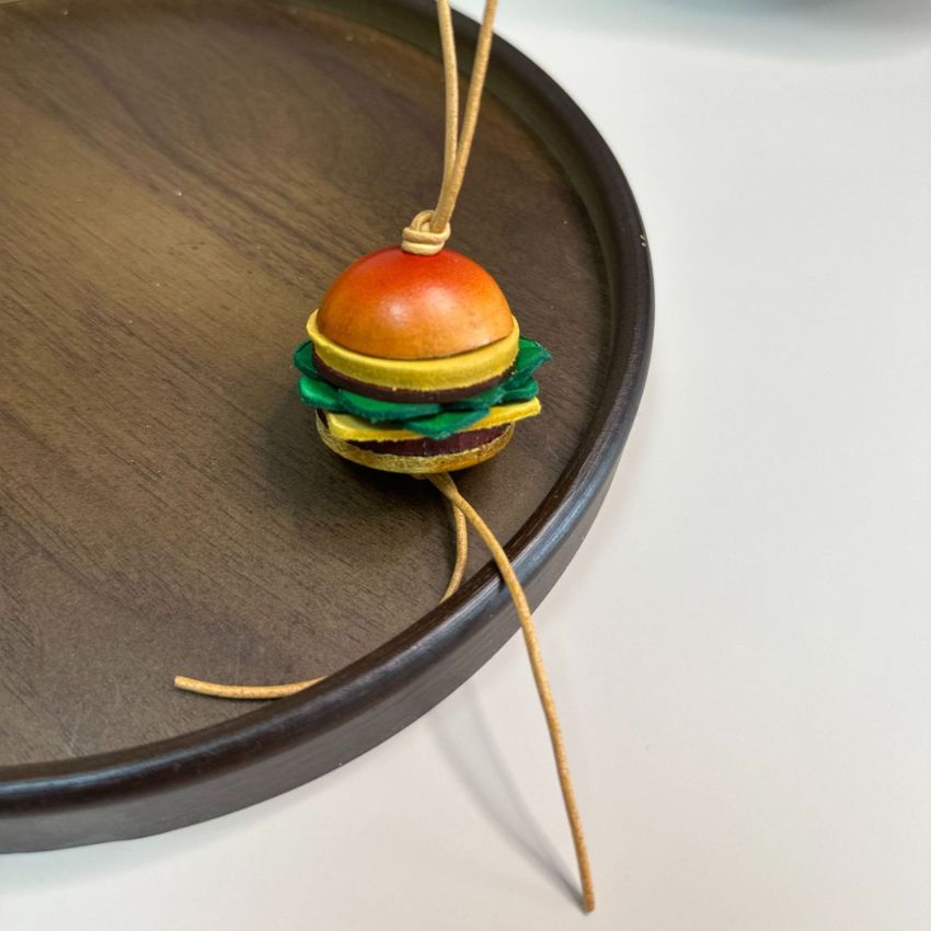 Leather Hamburger Bag Charm Wholesale Handmade Keychain Gift for Car Mirror (5 pcs)