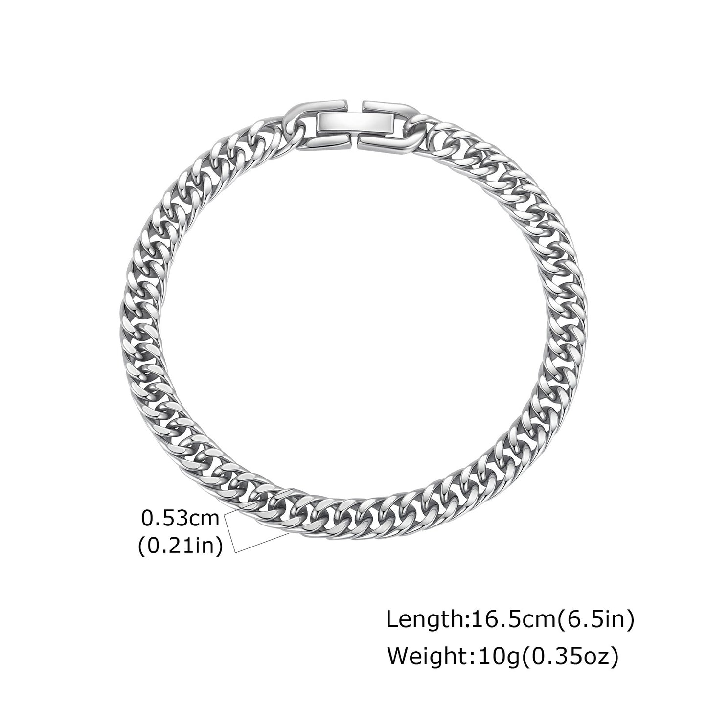 Wholesale 5 Pcs Stainless Steel Curb Chain Bracelet Fold Over Clasp