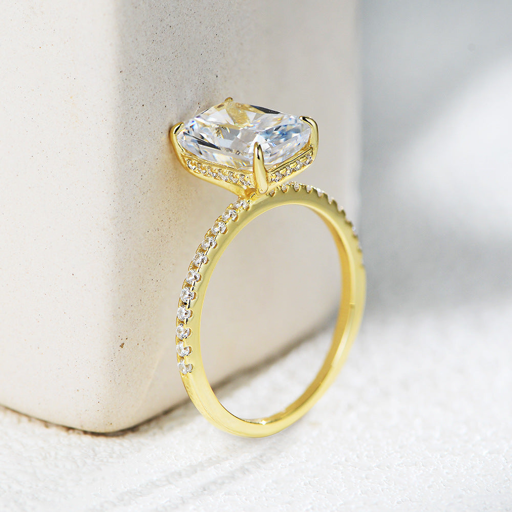 Taylor Swift Wedding Ring Inspired Jewelry Wholesale Radiant Cut Cubic Zirconia Engagement Ring White Gold Plated